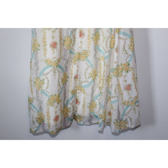 Vintage Floral Prairie Peasant Lace Maxi Dress Bridgeton Ivory Women's 13 H14102 - Picture 11 of 11